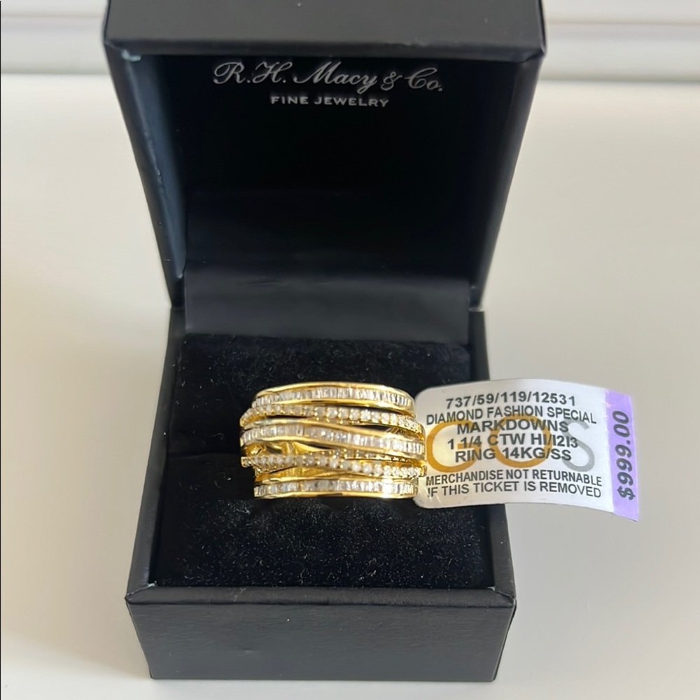 Macy's Gold Intricate Ring with Sparkling Stones